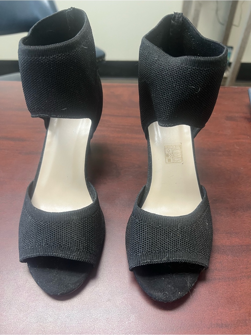 Black Open-Toe Ankle Cuff Heels - Women's